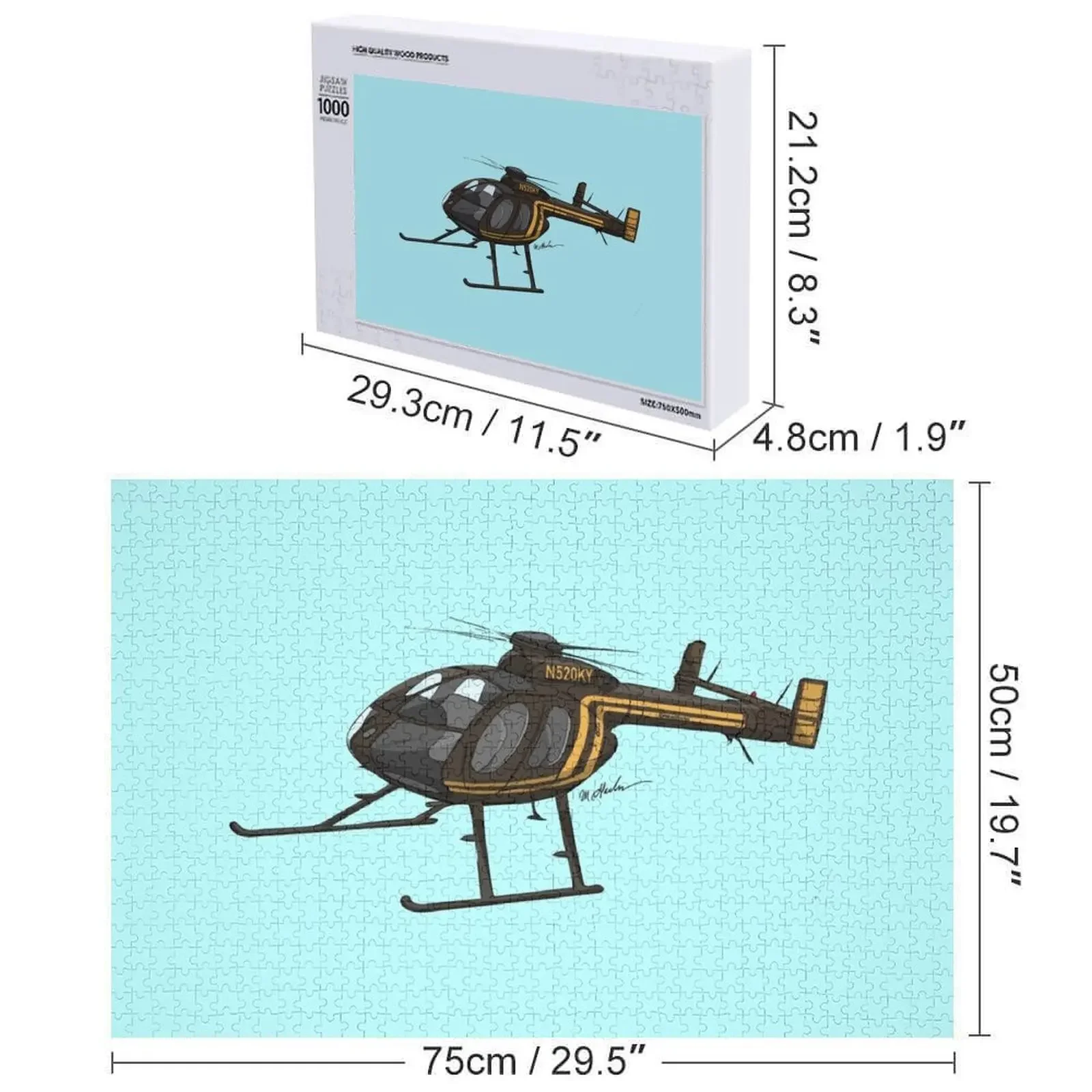 Md 500 notar helicóptero n520ky quebra-cabeça nome brinquedo de madeira personalizado para crianças presente da criança personalizado foto quebra-cabeça