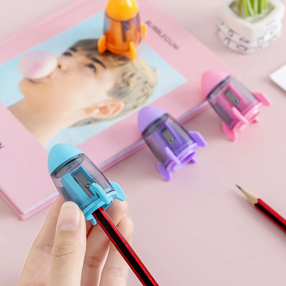 

24pcs Rocket Sharpener Manual Pencil Sharpeners for Kids School Supplies Plastic Easy to Use Bright Color Student Tools
