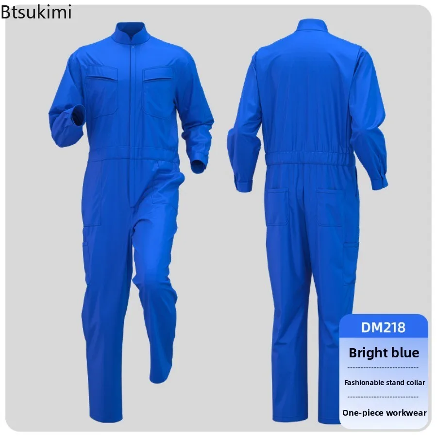 New 2026 Men's Spring  Autumn Jumpsuit Work Clothes Women's Solid Color Stand Collar Workshop Workwear Neutral Workwear Bodysuit