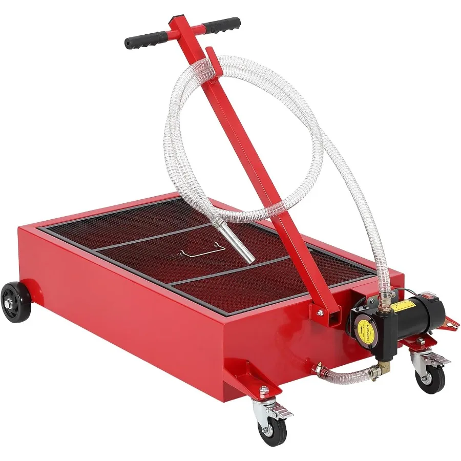 

Low Profile 12V Oil Drain Pan 20Gallon Metal Oil Change Pan Cart with 180W Electric Pump and 8Foot Hose for Efficient Vehicle M