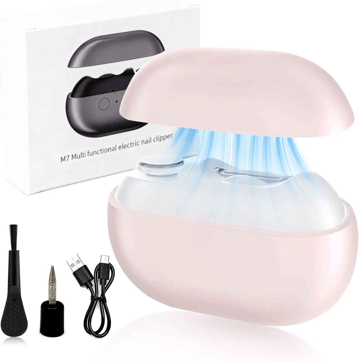 Mini Portable Electric Nail Trimmer, Nano Glass Polish, Precision Cutting Blade, Multi Colors Available, Home & Travel Use