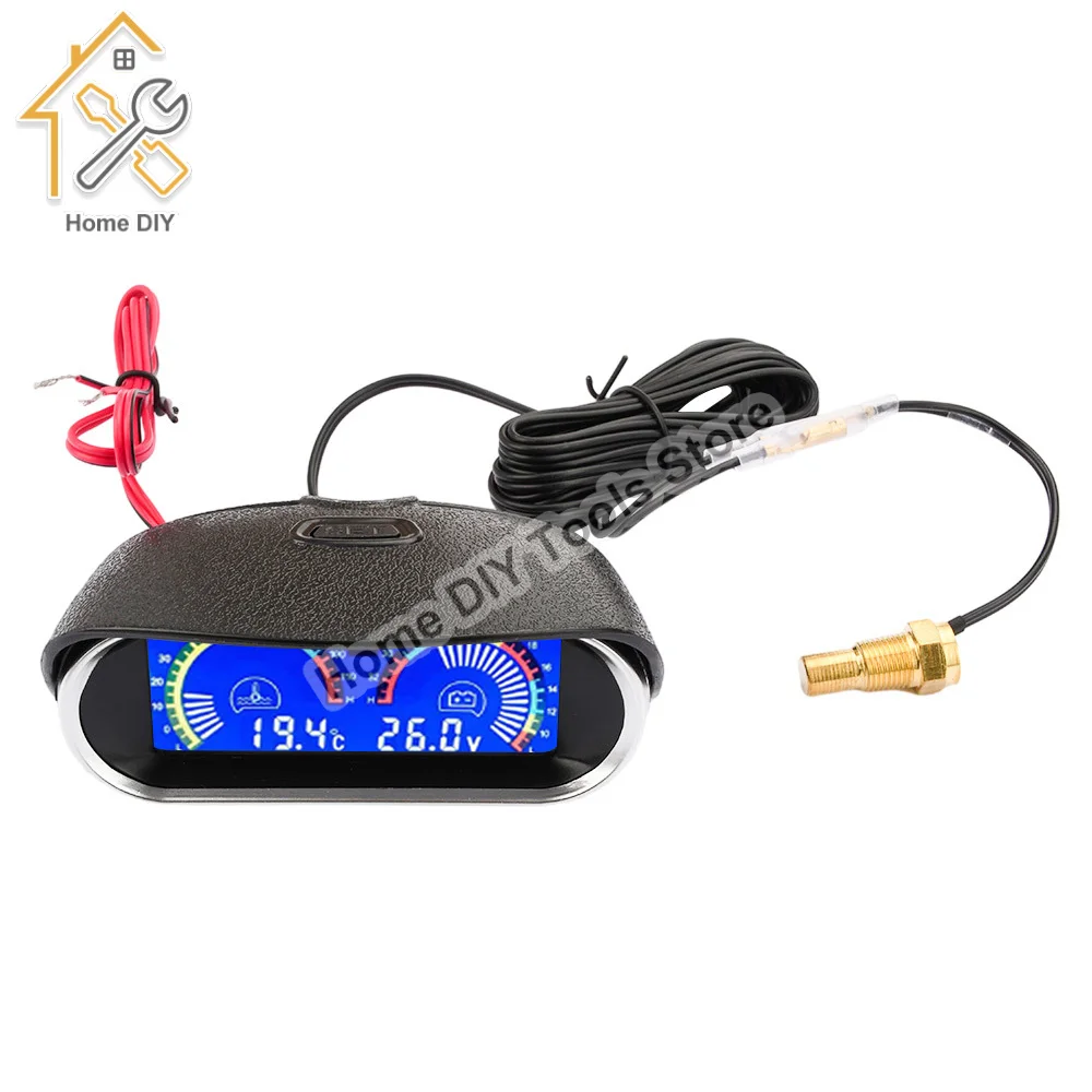 2 IN 1 9V-36V LCD Universal Truck Car Oil Pressure Gauge + Water Temperature Gauge Set Meter Sensor Oil Pressure Indicator