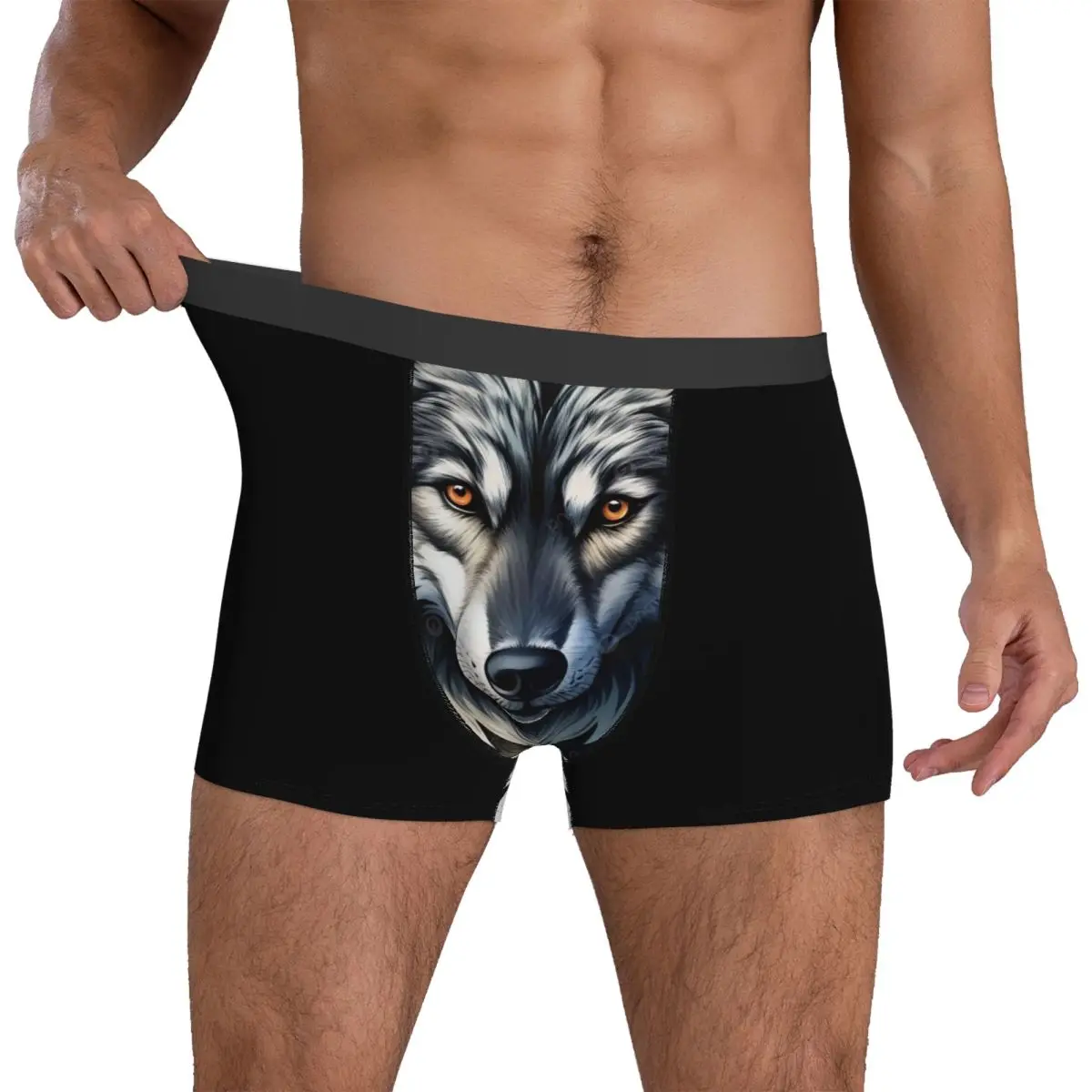

Wolf Face Underwear Custom DIY Boxer Shorts Quality Men Panties Breathable Boxer Brief Birthday Present