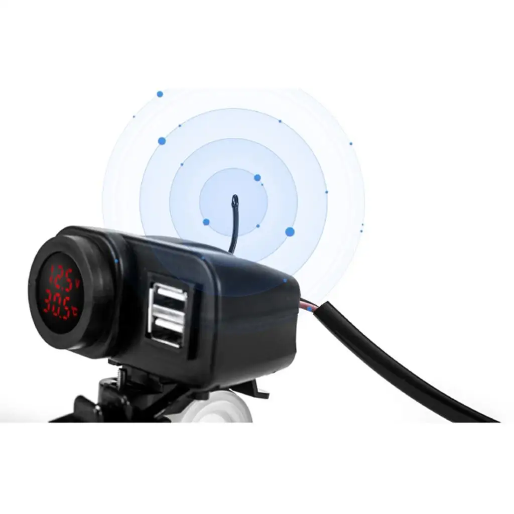 Picture 7: Motorcycle Mobile Phone Socket Waterproof Dual USB Charging Port with Voltmeter for Scooter Use