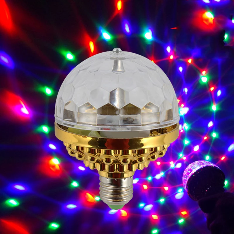 E27 Colorful Auto Rotating Stage Disco Light RGB Lamp Bulb Party Light Decoation For Lighting LED Projection DJ Crystal Ball Lig