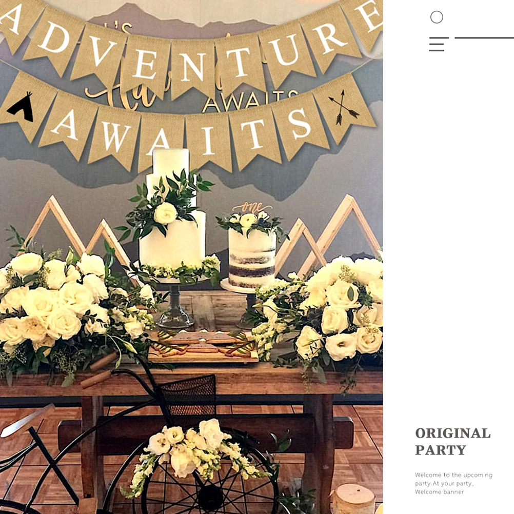

Adventure Banner Decor Swallow Tail Linen Hanging Festive Linen Bunting Bunting Retirement Themed Flag