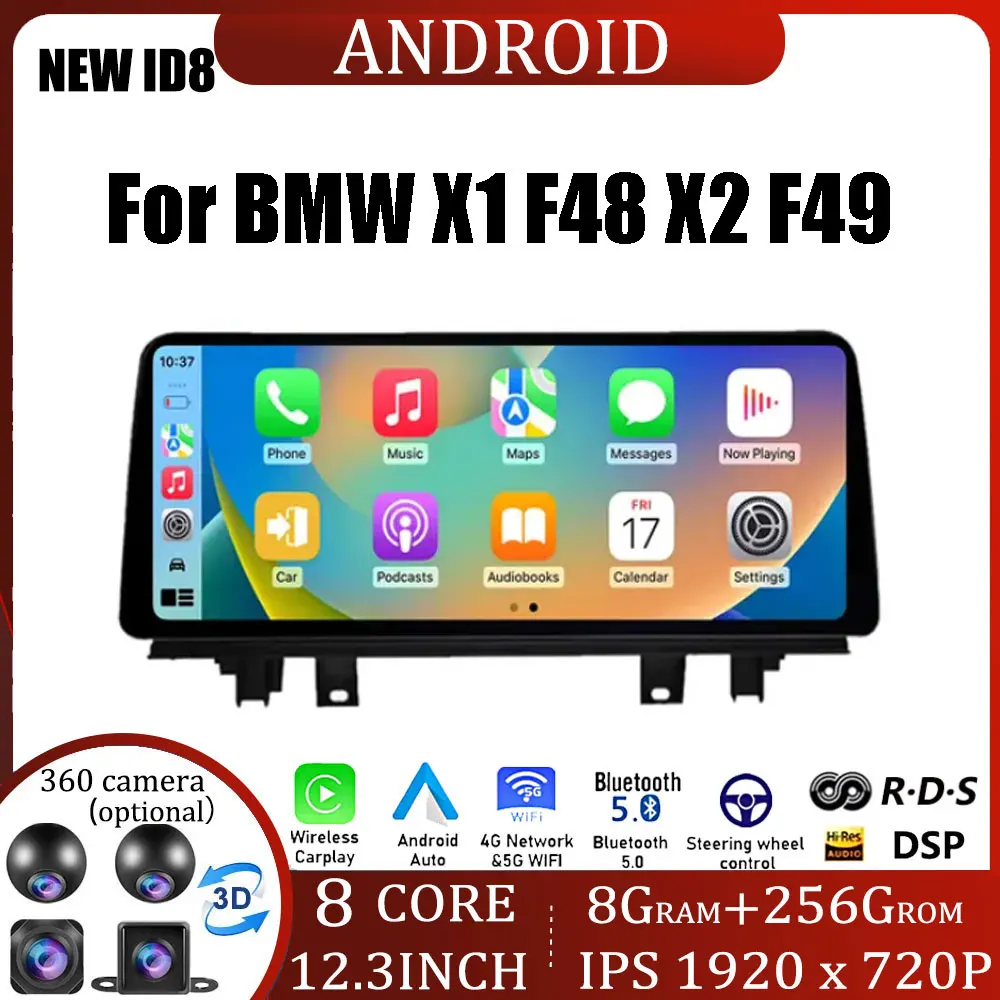 12.3'' For BMW X1 F48 X2 F49 (2016- 2017) NBT & 2018 -2020 EVO System Android OS Auto Multimedia Player Carplay Radio GPS Naviga