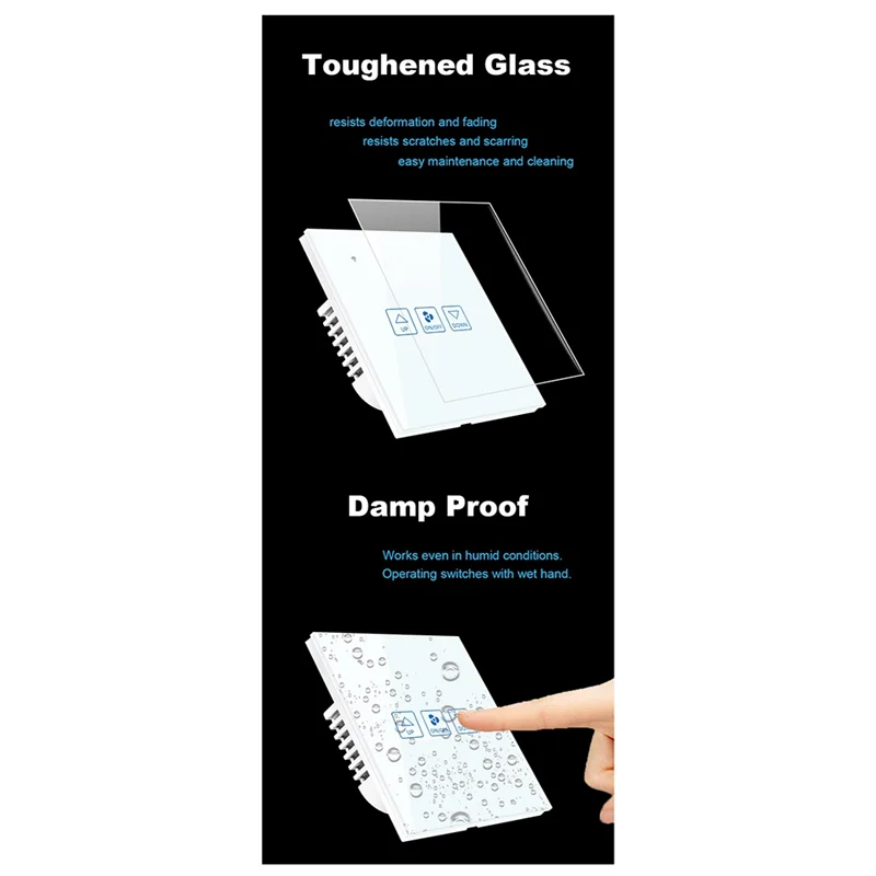 RISE-Fan Сенсорный переключатель управления скоростью Wi-Fi Smart Deluxe Crystal Panel Switch Tuay App Дистанционное управление 90 В 250 В Переключатель ЕС и Великобритании
