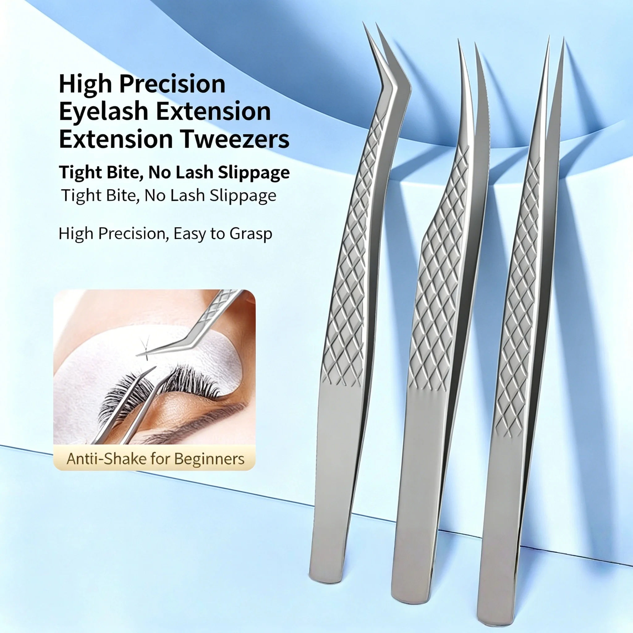 Professional High Precision Eyelash Extension Tweezers Stainless Steel  Volume Fanning Blooming Lash Tools with Box Case