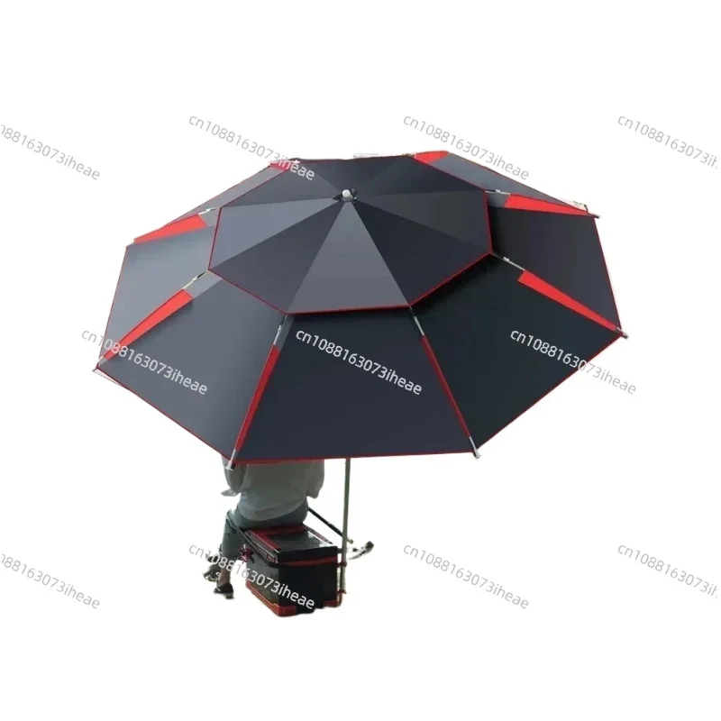 

Grand Parasol de jardin pliable Double couche de 1.8-2.6m, coupe-vent, grand parapluie d'extérieur pour plage, Parasol de pêche