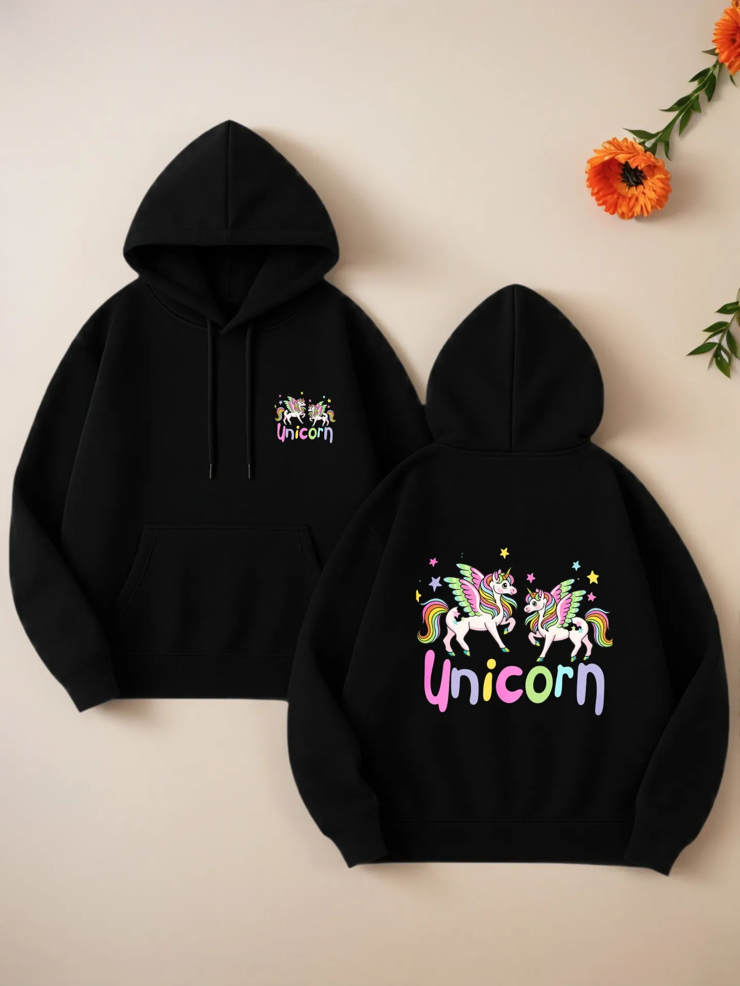 

Graphic Hoodie Women, Cute Unicorn Print, Aesthetic Design, Casual Everyday Wear, Soft Fabric, For Teens