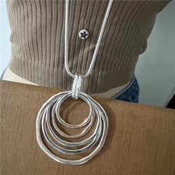 Anslow Fashion Jewelry Winter Summer Dress Couple Long Sweater Chain Crystal Necklace For Women Large Pendant Gift LOW0142AN