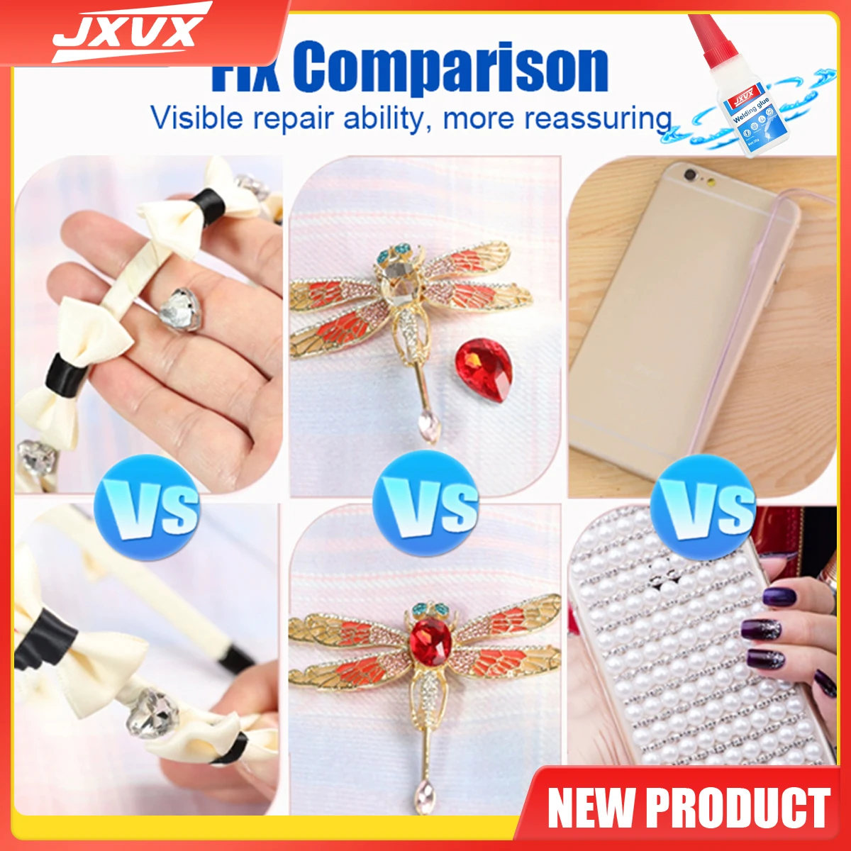 20 g Solo per creatori di gioielli Colla liquida super forte e oleosa Colla originale pura Asciugatura rapida e impermeabile per braccialetto con strass e perle Colla liquida trasparente per creazioni fai da te.