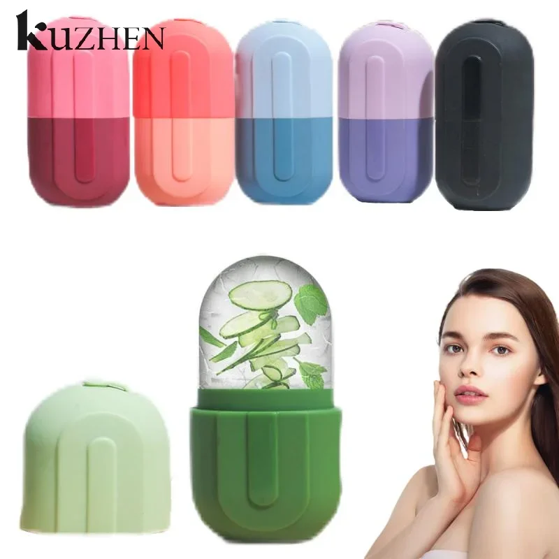 Facial Cold Compress Ice Roller สําหรับใบหน้าและดวงตานวดความงามซิลิโคนแม่พิมพ์น้ําแข็ง Cooling และ Firming Facial Skin Care เครื่องมือ