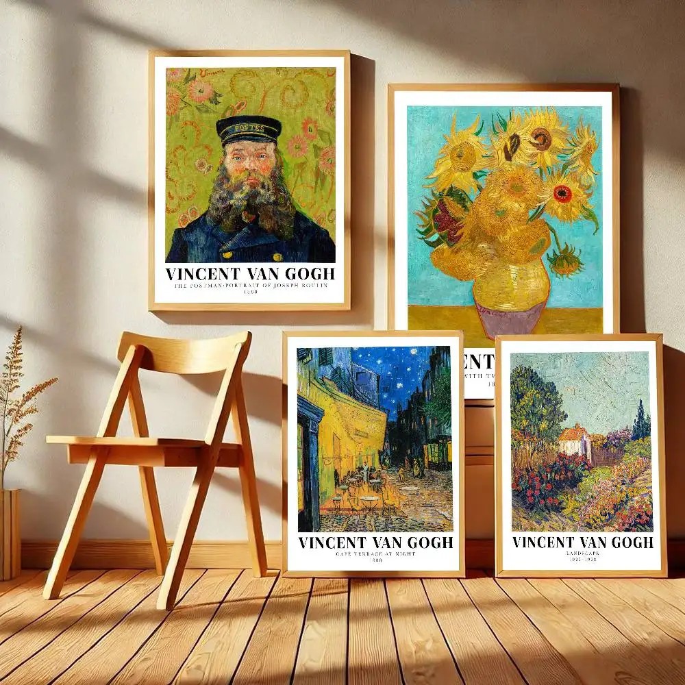 V-Van Gogh Art طباعة وملصقات ذات نوعية جيدة غرفة عتيقة ديكور المنزل مقهى لوحة جدارية فنية جمالية #5