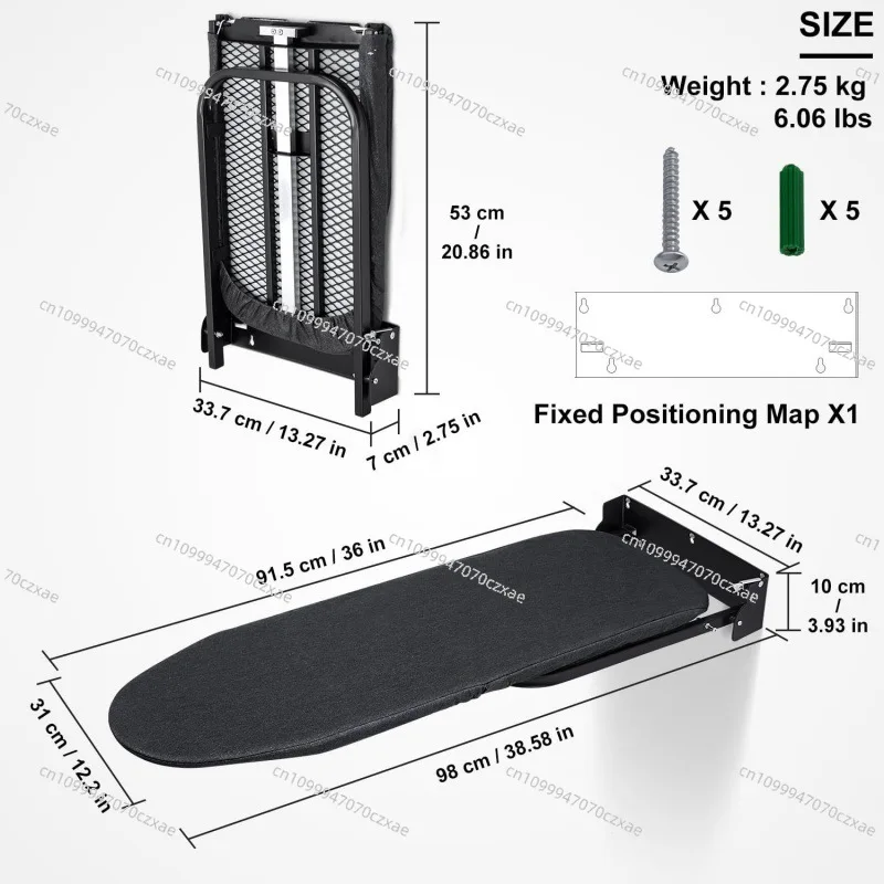 Wall-mounted Ironing Board, Folding Ironing Board Cabinet with Heat-resistant Cover