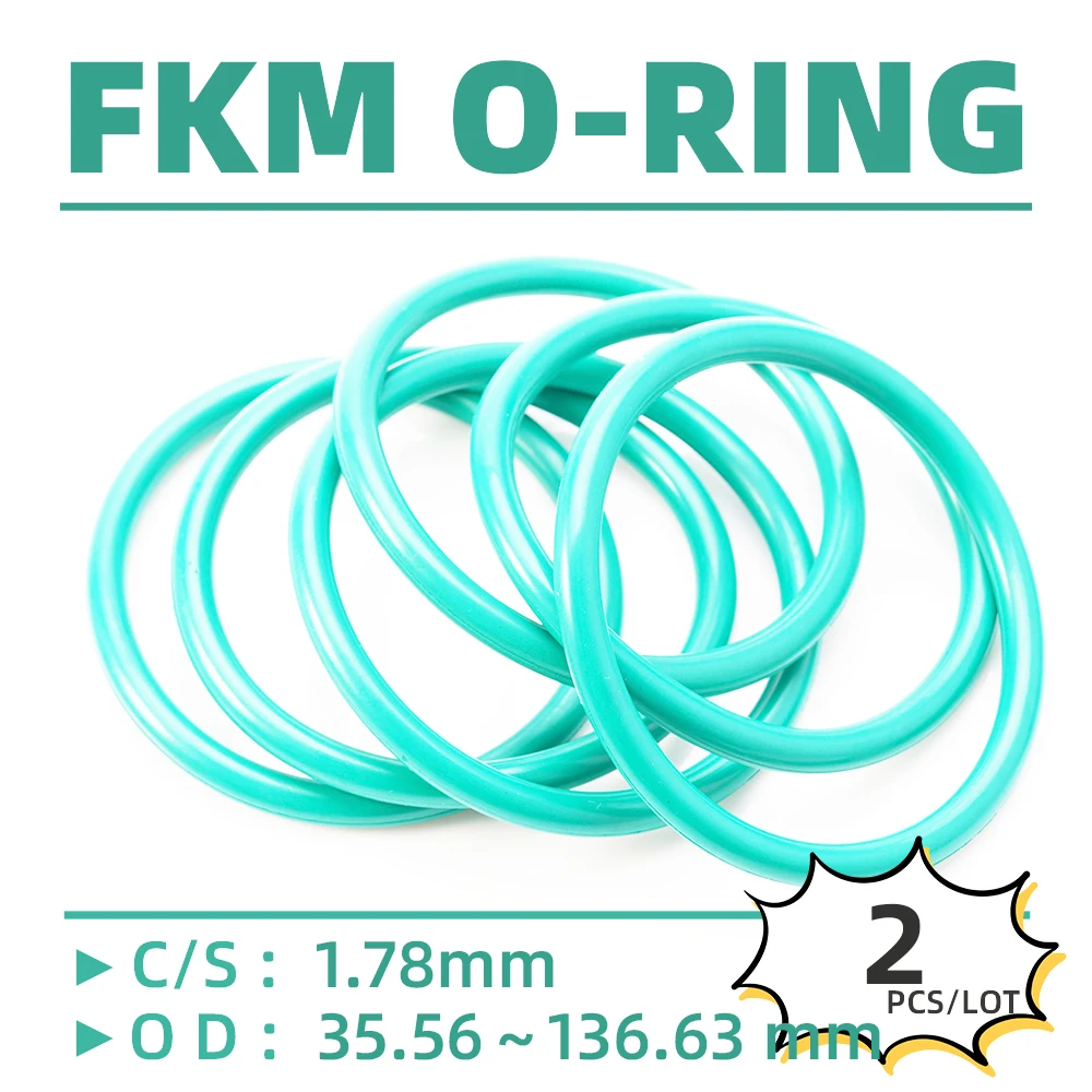 

2PCS/Lot Rubber FKM CS 1.78 mm OD 35.56/36.61/38.21/41.38/44.56/47.73/50.91/54.08 mm O Ring Gasket Oil Resistant Waterproof