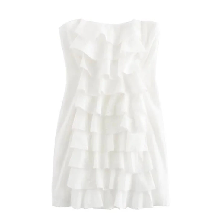 

Summer New Women's Clothing European And American Style French Design Sense Fashionable Layered Decoration Poplin Dress