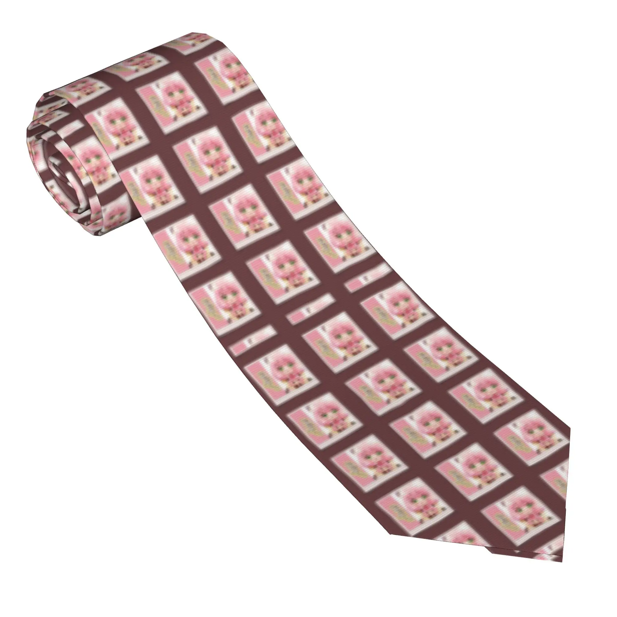 Anya Neon Vintage Photo on Brown Necktie Unisex 8 cm Slim  Wide Neck Tie Spy X Family for Mens Shirt Accessories Cravat Business