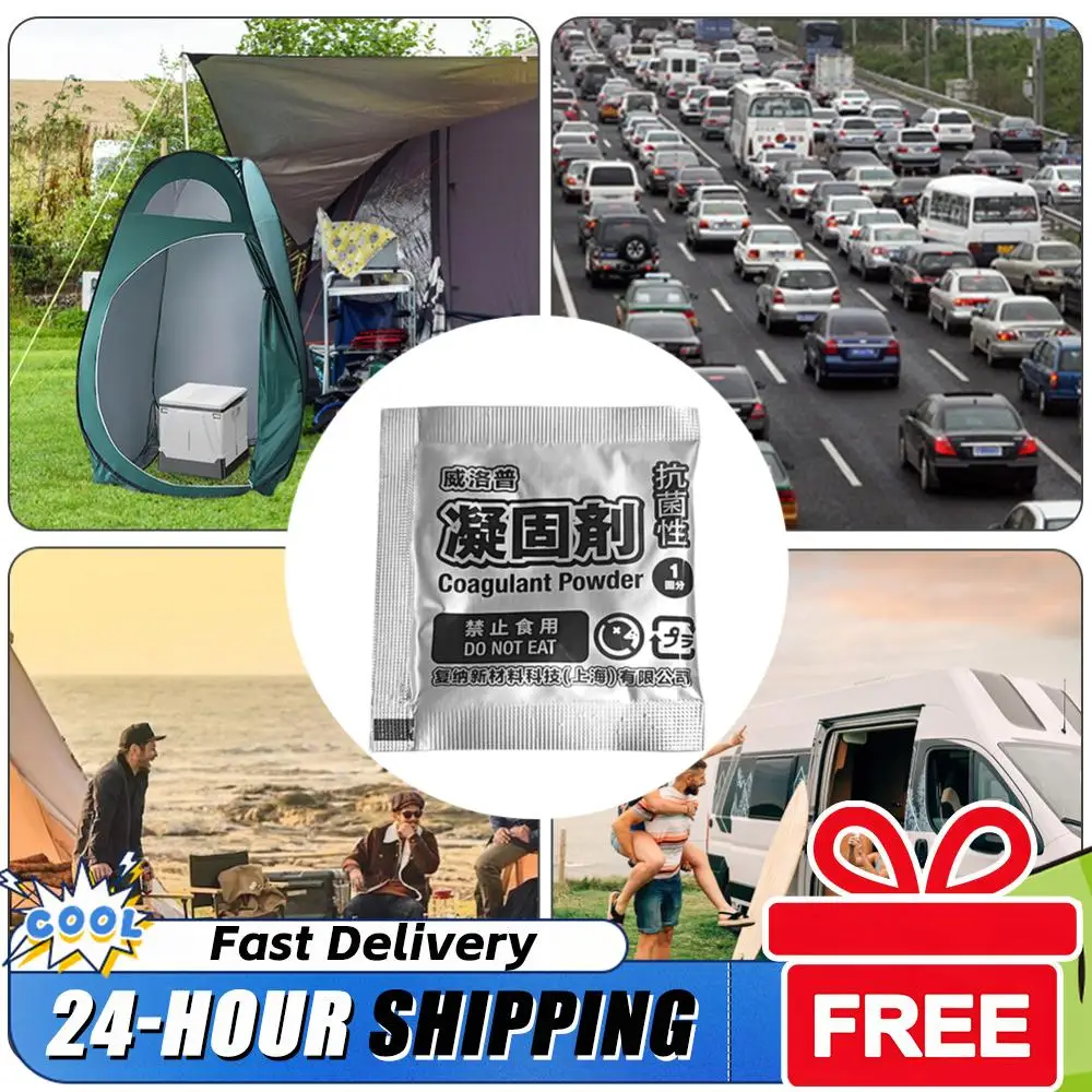 12Pcs Poo Powder Liquid Waste Gelling Deodorizing Powder Eco Absorbent Gel Poo Gel for Camping Toilet for Outdoor Camping Hiking