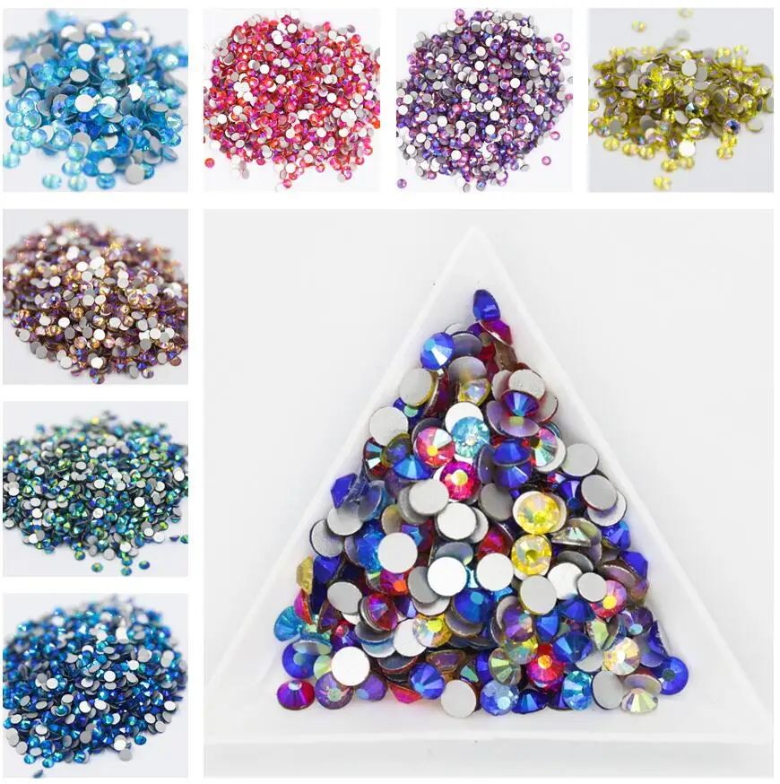 10bags Bulk Crystal AB Colors SS3~SS30 Non Hotfix Rhinestone стразы Flatback Glass Stone DIY Nail Art Rhinestones Decorations