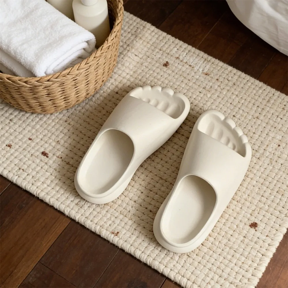 Creative Waterproof Foot Shape Slippers Non-Slip EVA Feet Sole Slippers Light Weight Soft Bottom Men Women Slides Couple