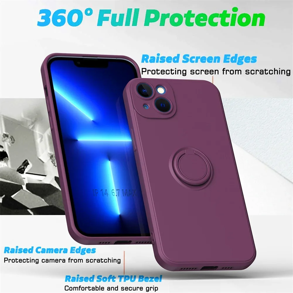 New Ring Holder Magnetic Cases For iPhone 16 15 11 12 13 14 Pro Max Plus 12 13 Mini X XS XR 6 6S 7 8 Plus Liquid Silicone Cover