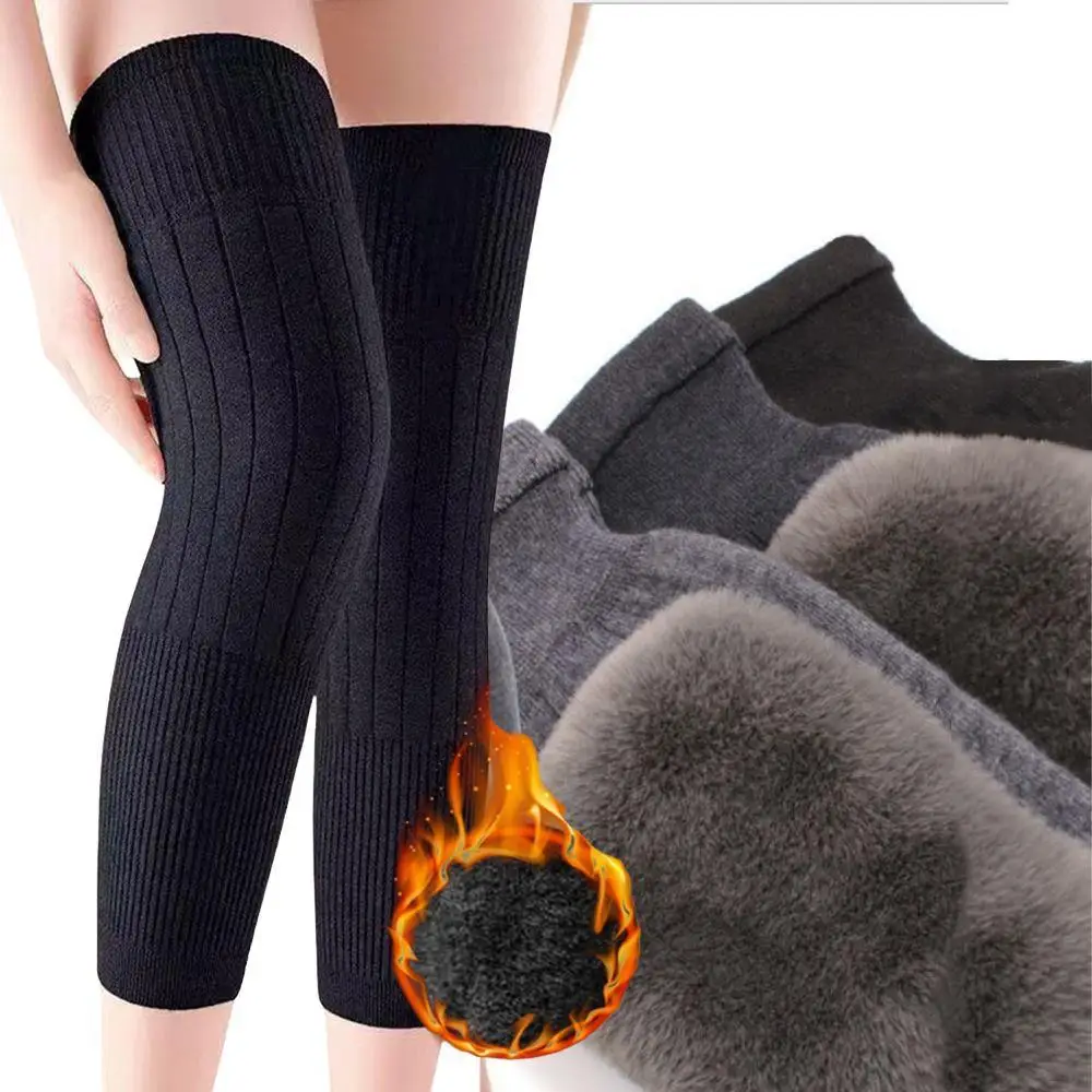 رشاقته الأرنب الفراء منصات الركبة شتاء دافئ الكشمير الصوف دعامة الركبة منصات يندبروف Coldproof الساق الحرس الباردة الساق التهاب المفاصل نيباد