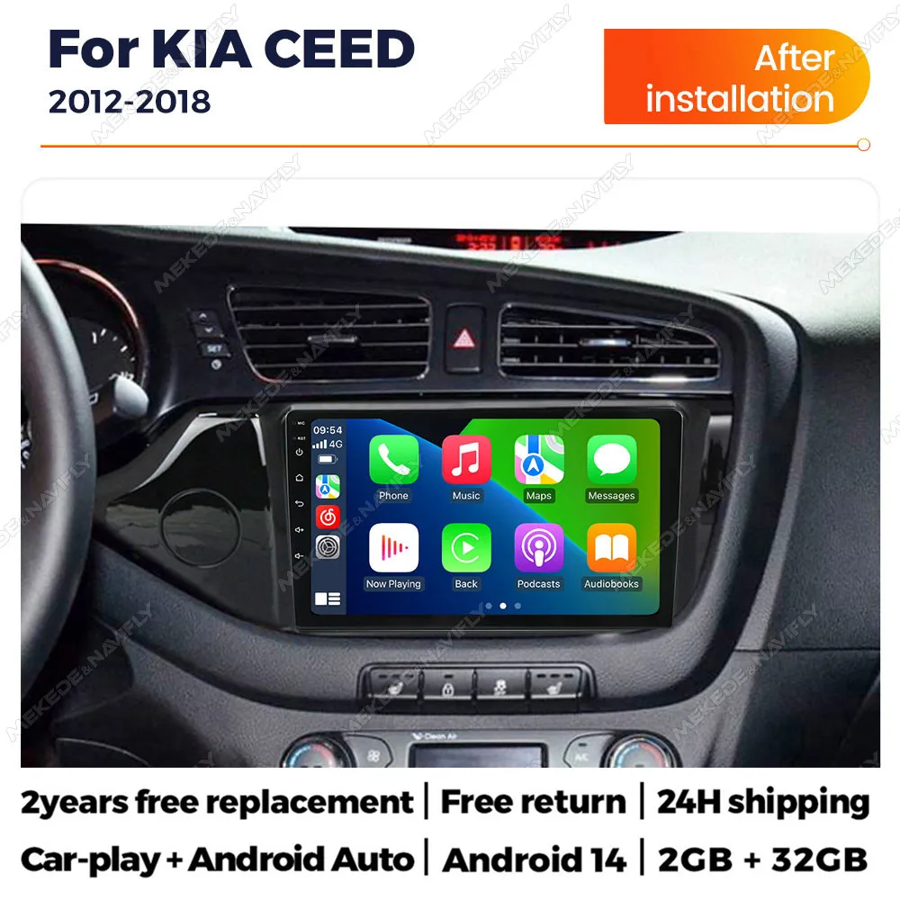 2026 New Car Radio Android For Kia Ceed Cee'd 2 JD 2012-2018 Carplay Auto 2Din Stereo Multimedia Video Player BT GPS Navigation