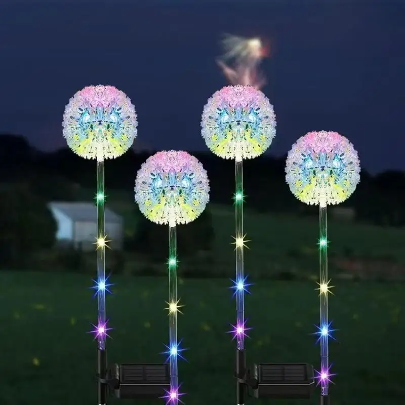 【HG】Solar Powered Dandelion Garden Lights With RGB Color Changing And Waterproof Perfect For Yard Patio Pathway Decor
