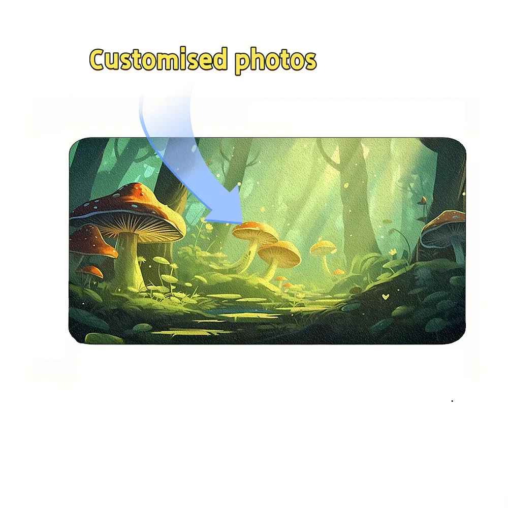[2D Flat] 1pc Custom Personalized Forest Mushroom Desk Mat Add Your Design Multi Sizes Office Gaming Decor