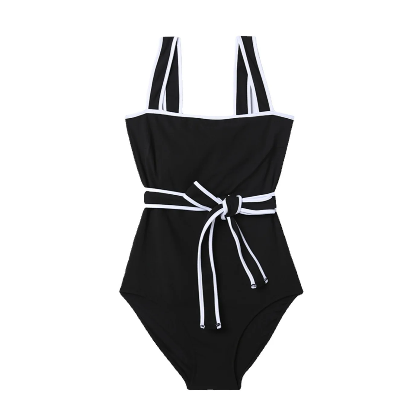 2023 sexy einteilige feste Badeanzug Frauen Gürtel Riemchen Badeanzug Bade bekleidung Monokini Badeanzug abnehmbare Pad Strand kleidung