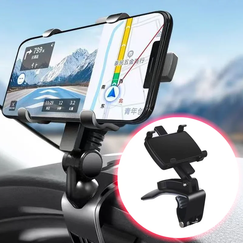 

Car Dashboard Phone Holder 360° Adjustable Protable Cars Rearview Mirror Sun Visor Mobile Phone Stands Auto Interior Accessories