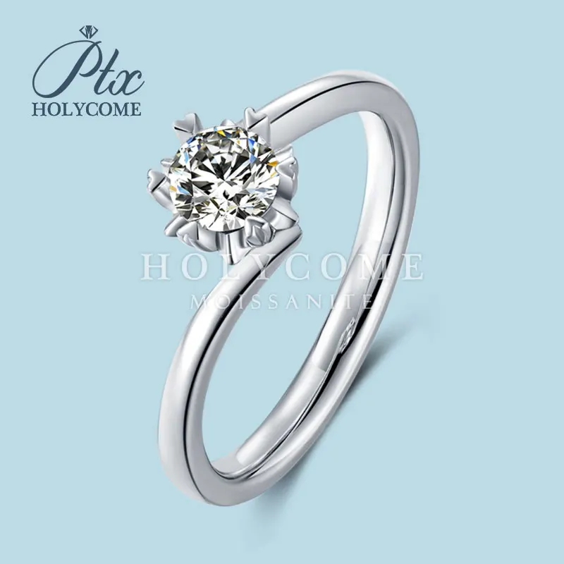 Holycome US4-US8.5mm GRA and Jewelry Certificated Holycome Rings D VVS1 Round Cut Moissanite Rings 925 Sterling Silver Direct Se