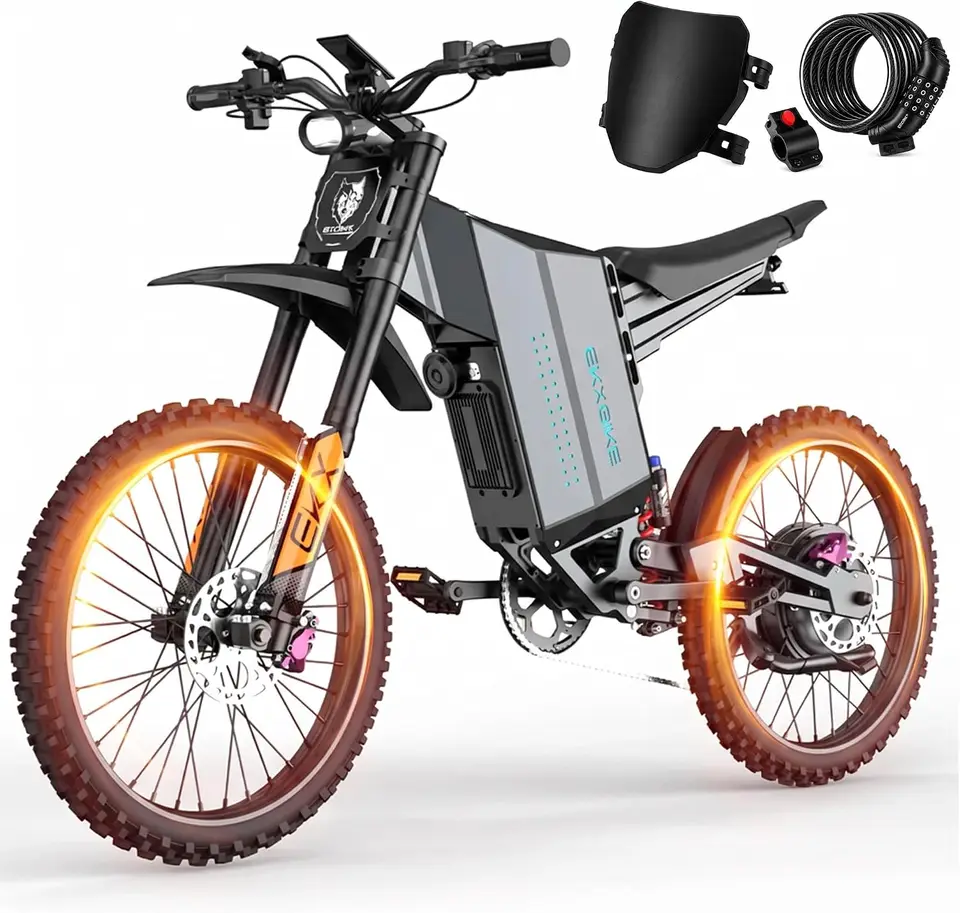EKXBIKE GTS Off-Road Electric Motorcycle 8000W Peak 85Kmh Mountainous Aluminium Electric Bike for Adults With 72V 30AH Battery image 2