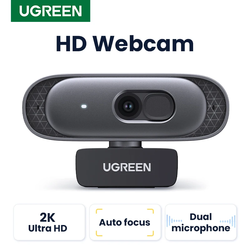 

Веб-камера UGREEN компактная с двумя микрофонами, 2 к, USB, зум