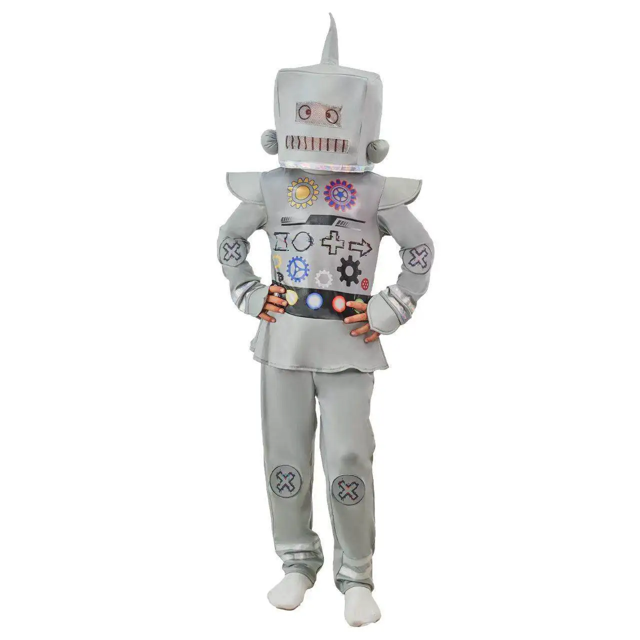 

Halloween New Children's Performance Costume Robot Cosplay Set Children's Day School Performance Clothes PU Material