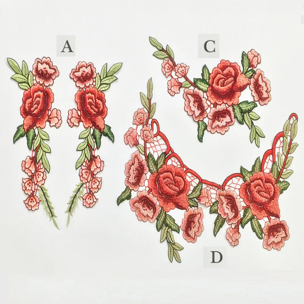 Big Sale Top Grade Water-soluble Lace Rose Flower Embroidered Patches for Clothes Applique Sticker on Clothing Dress Stripes DIY