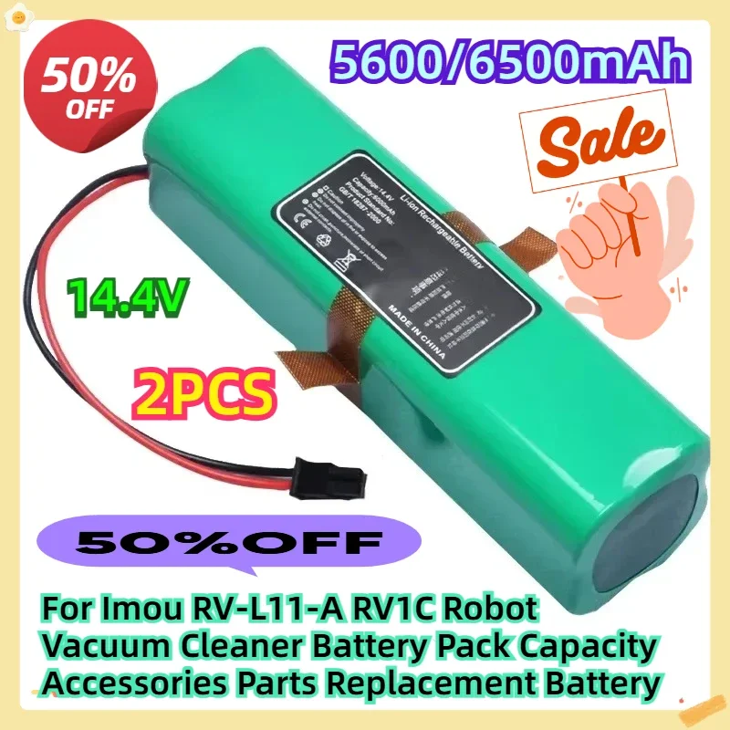 2pcs 14.4V For Imou RV-L11-A RV1C Robot Vacuum Cleaner Battery Pack Capacity Accessories Parts Replacement Battery