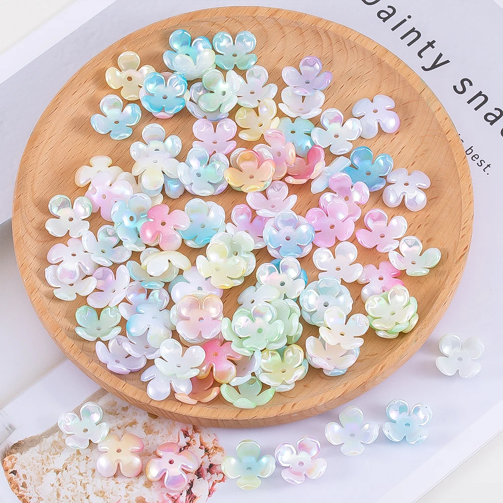 Perles en plastique en forme de fleur de couleur mixte, 14.5mm, pour Bracelet à bricoler soi-même, entretoises de fleurs, fabrication de bijoux, fournitures de perles d'espacement amples, 50 pièces