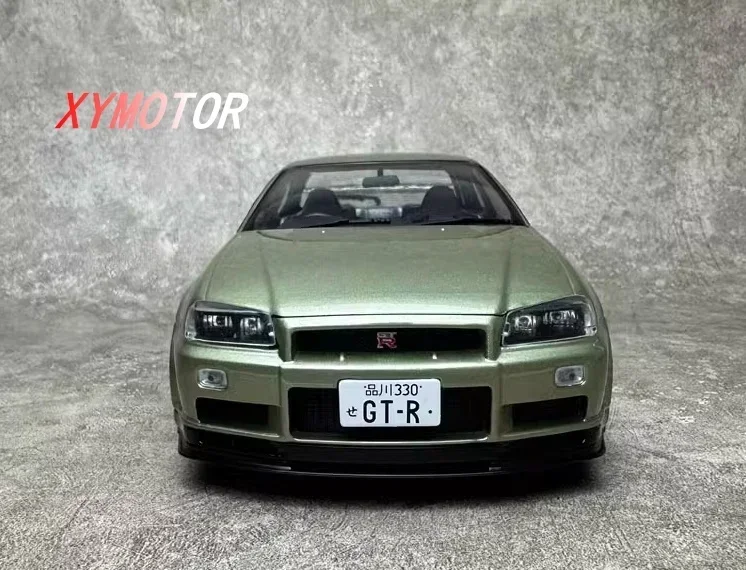 Solido 1:18 For NISSAN GT-R (R34) 1999 Alloy Diecast Model Car Toys Gifts Hobby Display Collection Green Metal,Plastic,Rubber