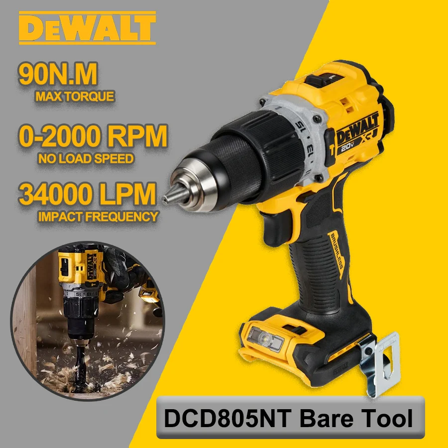 DEWALT Original 20V MAX Brushless Cordless 1/2'' Electric Drill/Driver Hand-held Impact Hand Drill Bare Tool DCD805