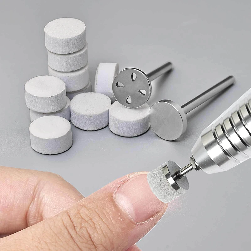 50 Pcs 10mm Self Adhesive Sponge Buffing Polishing Discs For Salon Home Nail Pedicure Manicure