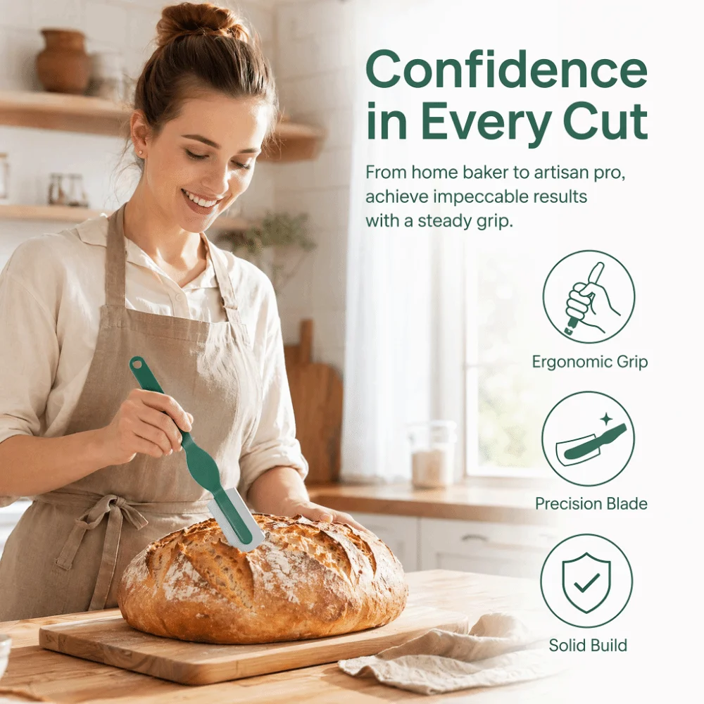Stainless Steel Blade French Bread Lame Fixed Blade Double Edged Blade Dough Scoring Tool Ergonomic Plastic Handle