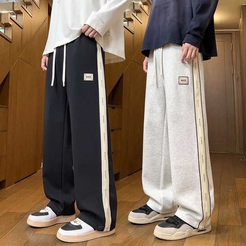 

Men's Casual Thiened Fce Lined Long Pants Autumn Winter High Street Large Size Outdoor Wear Straight Leg Pants