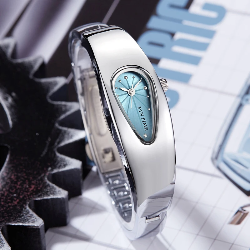 

PINTIME Millennium Мужские часы в форме капли воды Дизайн браслета Модный и повседневный стиль Мужские и женские кварцевые часы ﻿