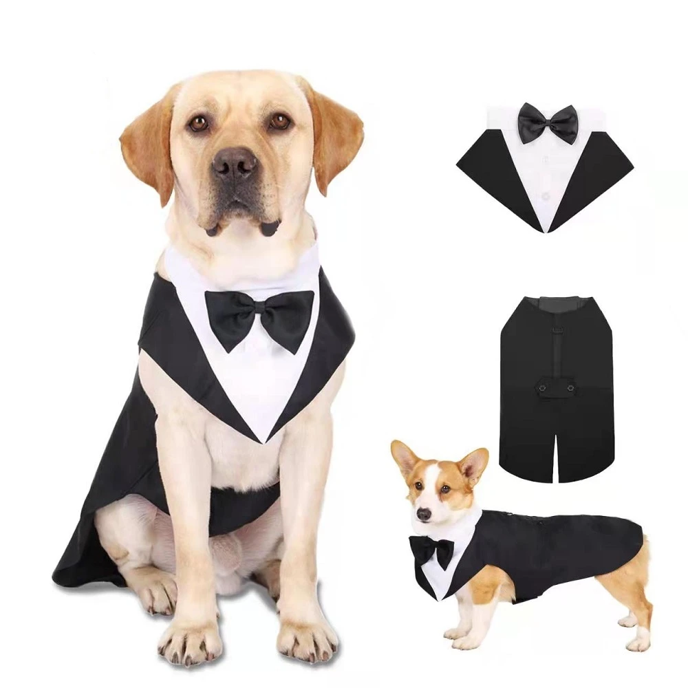 Camisa Negra Formal para perros medianos y grandes, traje de moda para fiesta, Cosplay, Golden Retriever, Bulldog samoyedo