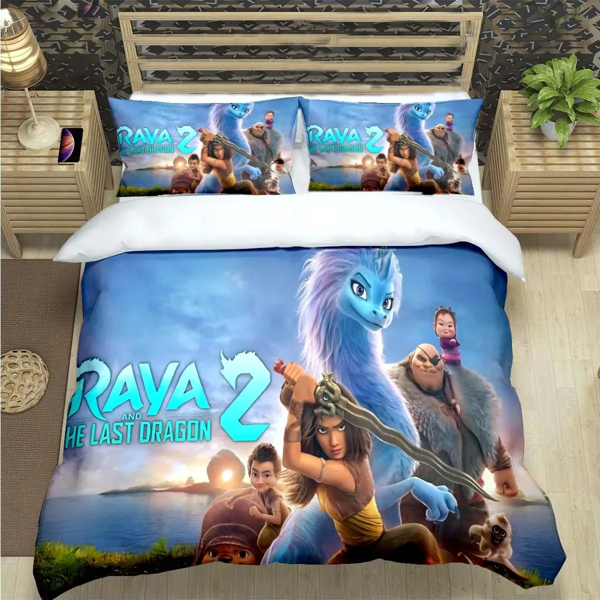 

Cartoon Raya and The Last Dragon Duvet Cover Pillowcase, Home Bedroom Decoration Bedding Set 2/3pcs, Luxury Gift for Kids