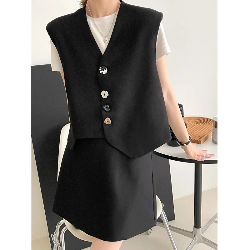 

Design Chic Suit Vests Women Sleeveless Cardigan Single-breasted Jacket Spring Autumn Cropped Tops Undershirt Women Clothing New