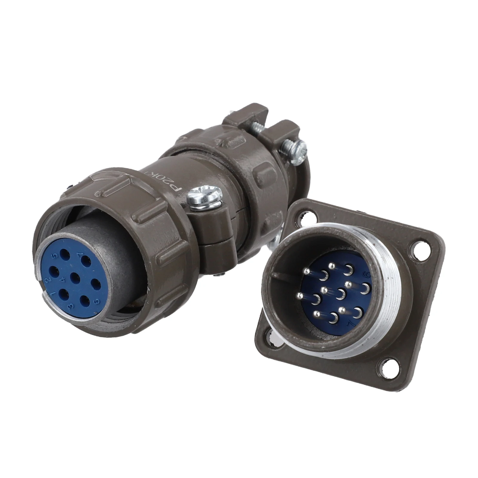 

Metal Aviation Connector P20K6Q 27 Pin with M20 Panel Mount Flange for Use in Industrial Electrical Equipment Connections